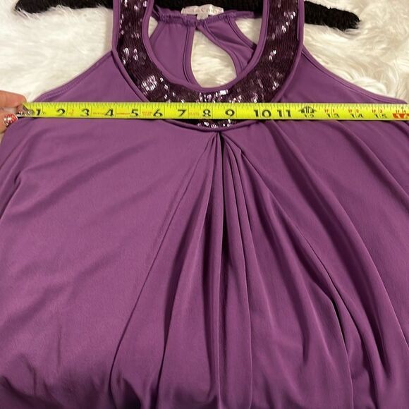 Moa Moa Sleeveless Sequined Scoop Neckline Top, Size M, Plum/Purple - Picture 7 of 8